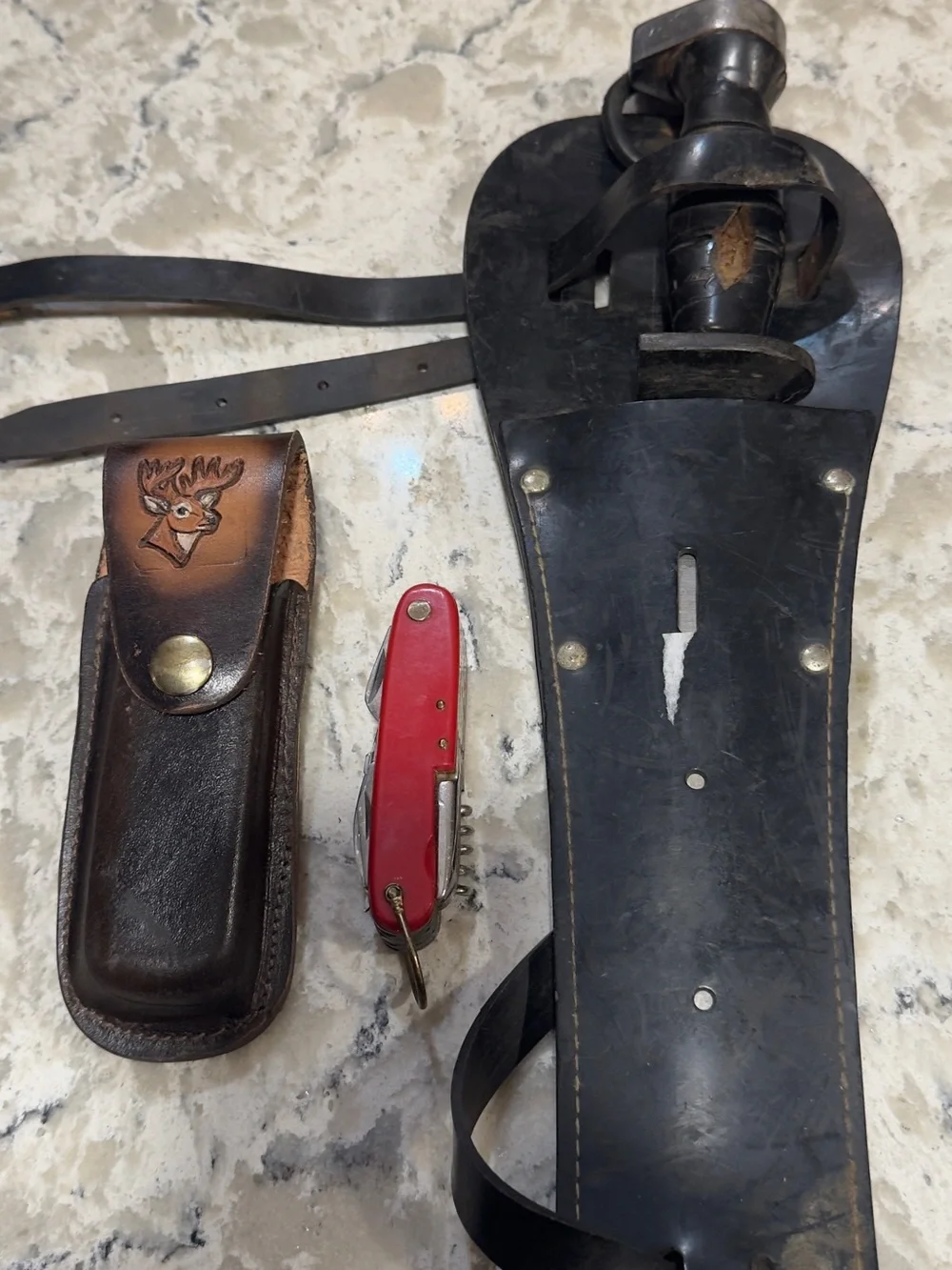Black Leather Survival Knife with Sheath - Unbranded 3 knives